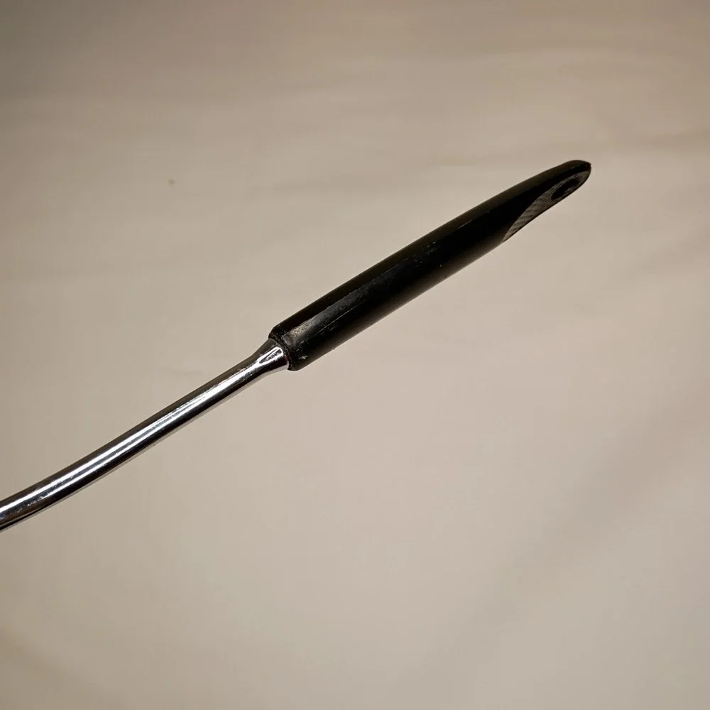 Vintage Ekco Slotted Serving Spoon Chromium Plated Black Plastic Handle‎ USA 12